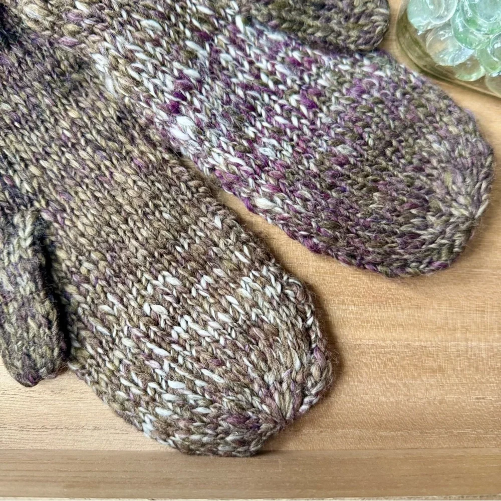LRL Lauren Ralph Lauren Cable Knit Mittens Brown Marled Wool Blend NWT Winter Gl